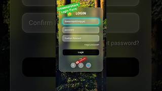 #video #short Glassmorphism Login Form 😍 | HTML CSS UI Design #coding #skills #FrontendDeveloper