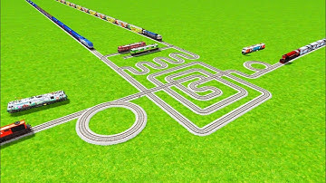 💝 TRAINS RUNNING AT ROUND SPRING SQUARE RAILROAD TRACKS ZIG ZAG ⭕️ CIRCLE RAILROAD RAILWORK 