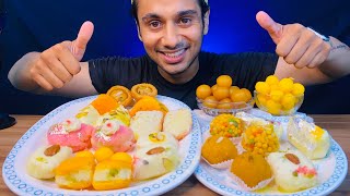 INDIAN SWEETS / DESSERT CHALLENGE | GULAB JAMUN, LADDU, CHAMCHUM, |INDIAN SWEETS EATING SHOW |