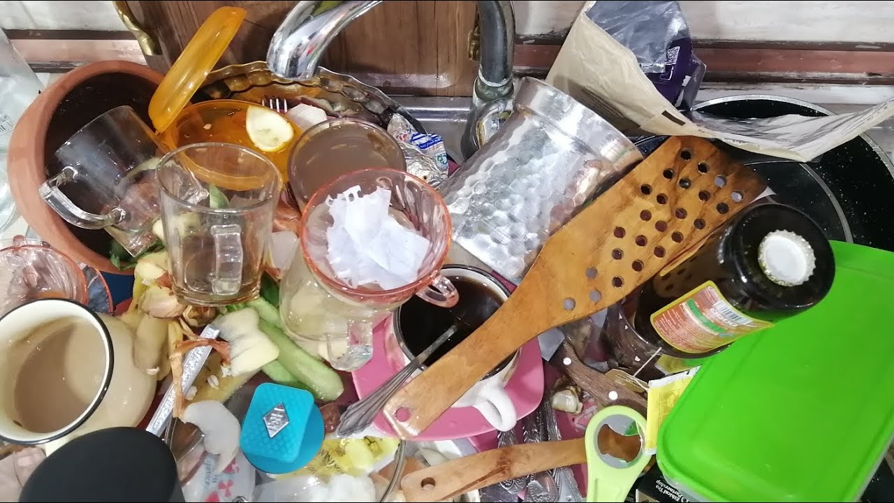 Washing dishes by hand, without talking/ASMR 