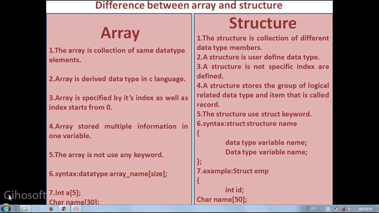 13- difference between array and structure unit-4 part-2 - YouTube