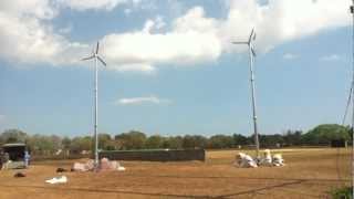 Bergey Wind Turbines Spinning At A Military Installation - Above-Ground Foundations