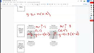 Write Equations in Point Slope Form Notes
