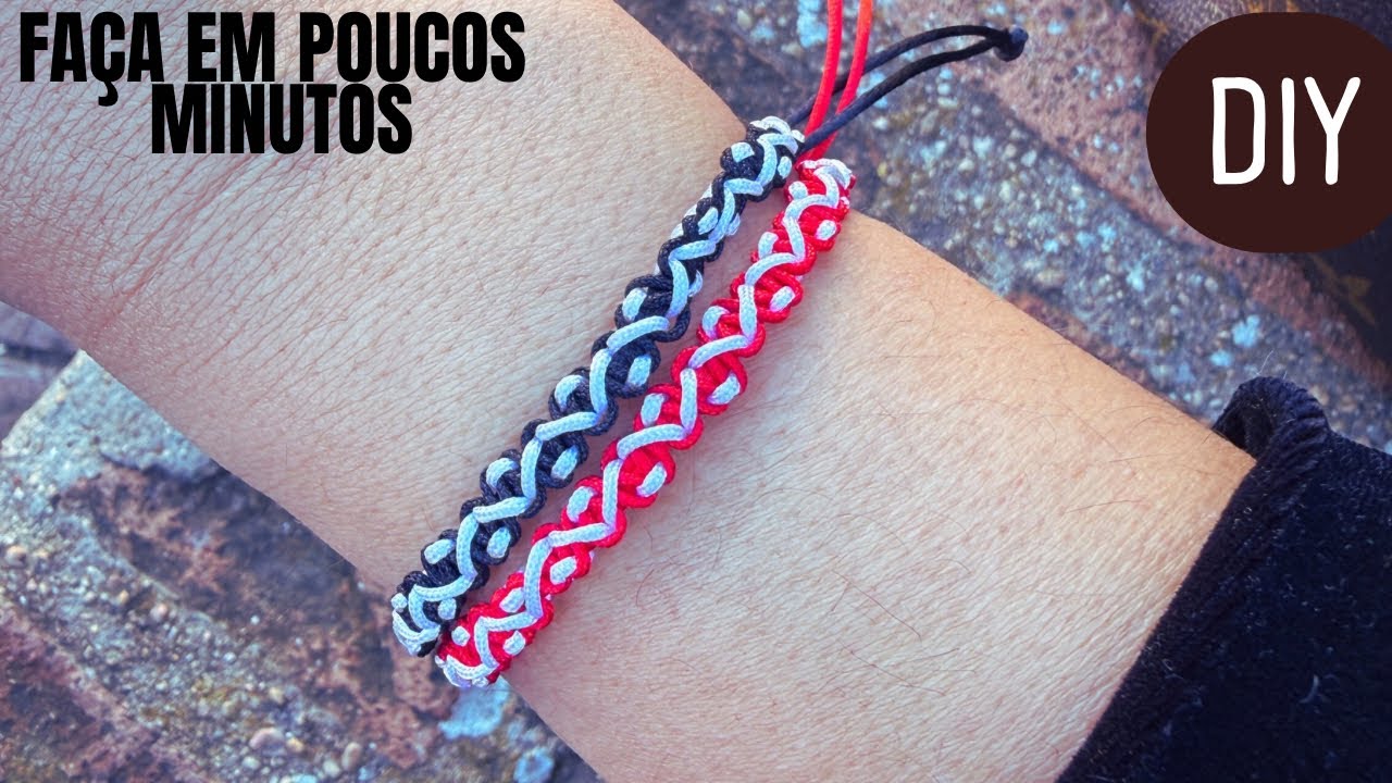Macramê em MINUTOS: Pulseira Cruzada 2 Cores para Iniciantes