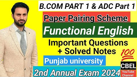 B.Com part 1 subject Functional English important questions 2nd annual exam 2024 punjab university