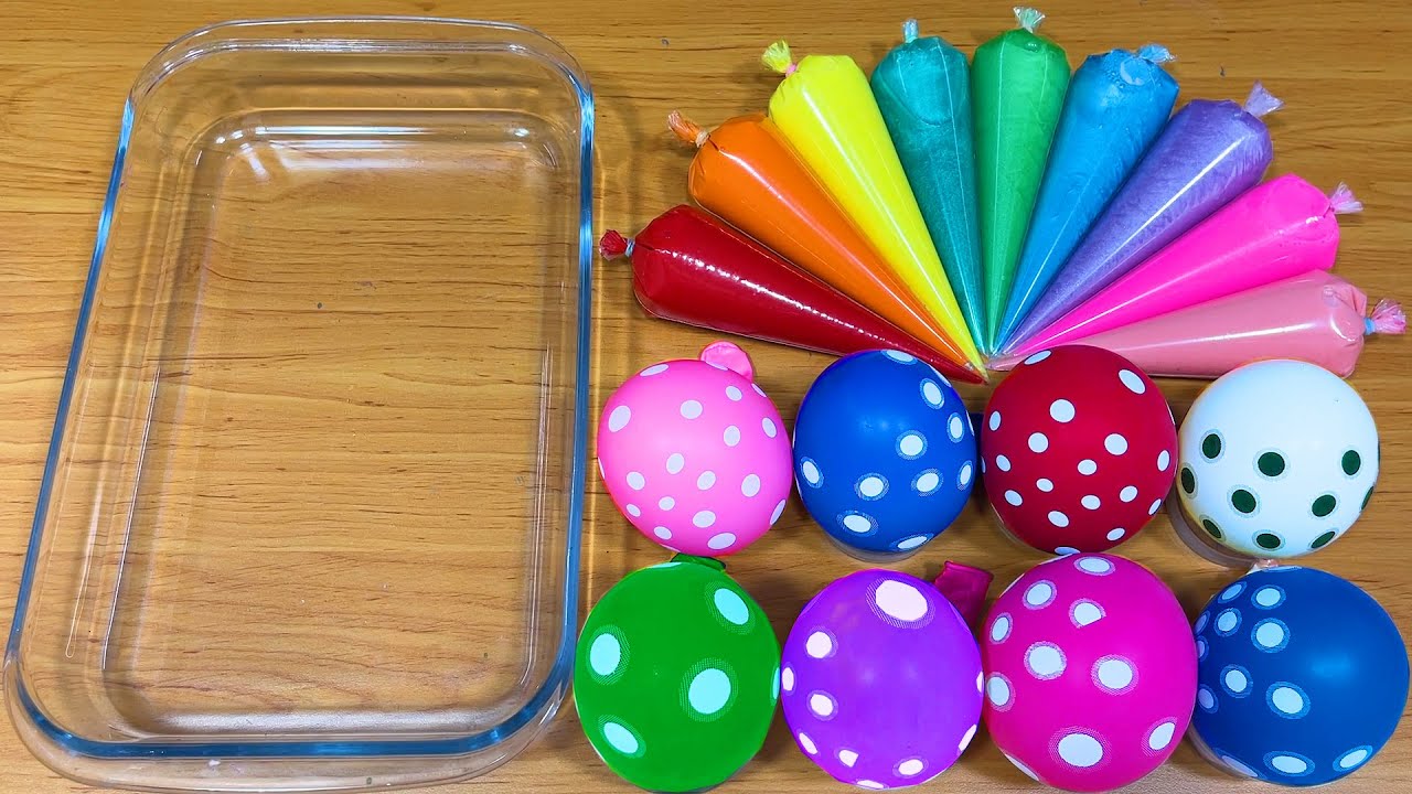 Making GLOSSY SLIME with RAINBOW PIPING BAGS!!! Satisfying Slime Video