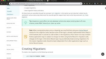 Yii2 Databases and Migrations