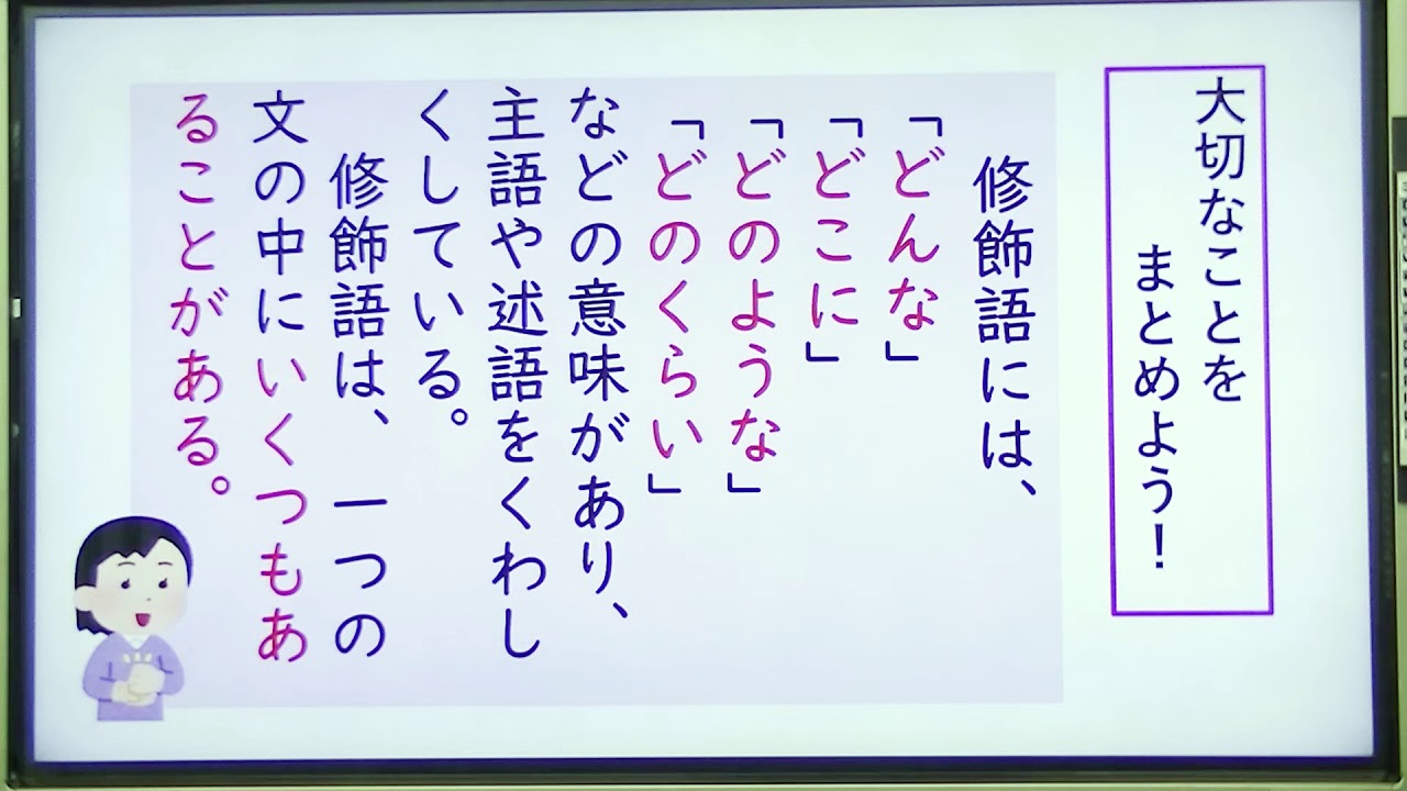 授業 修飾語をもっと知ろう 国語 小３ 小４ 群馬県 Youtube