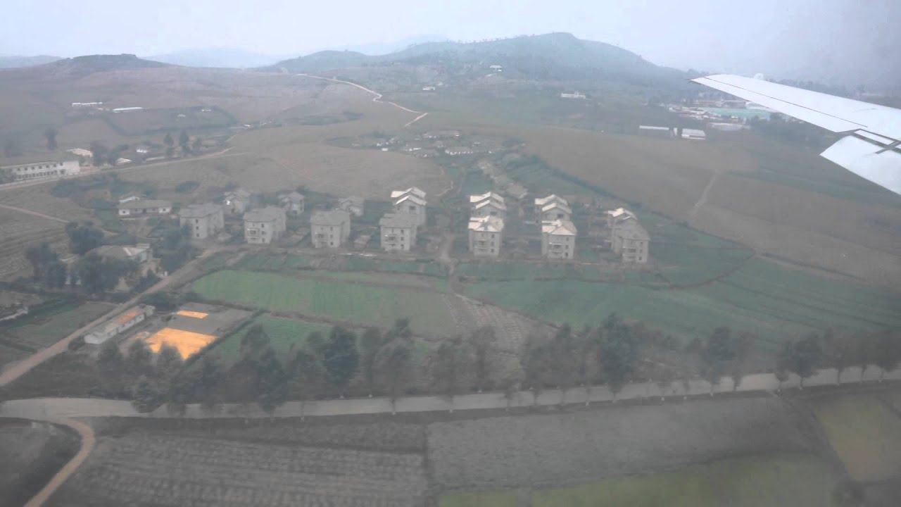 Ilyushin 18D landing to Pyongyang Sunan International Airport, North Korea