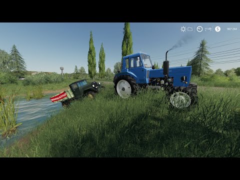 Видео: [РП] Вытащил полуторку из реки. Помогаем дальнобойщику. Farming simulator 19.