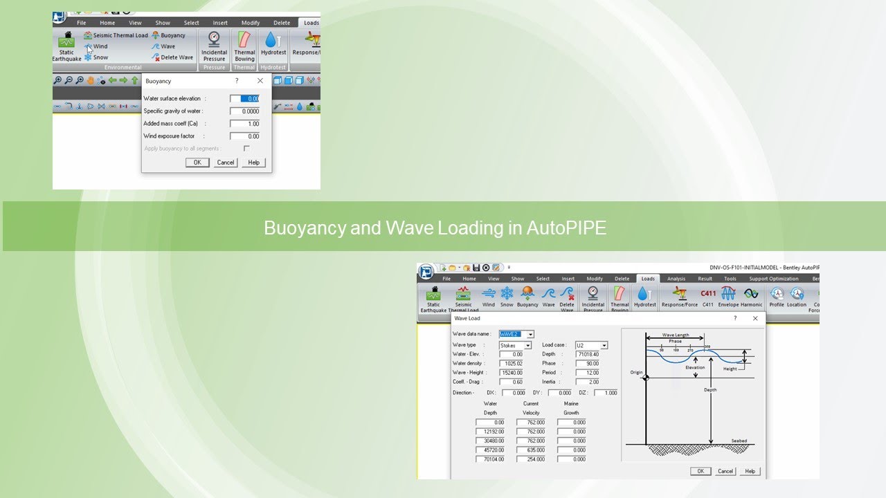 Buoyancy and Wave Loading in AutoPIPE