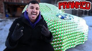 INSANE GIFT WRAP PRANK ON CAR FOR CHRISTMAS!!