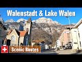 Walenstadt & Mystic Lake Walen (4K) - Driving on Scenic Routes Switzerland 🇨🇭