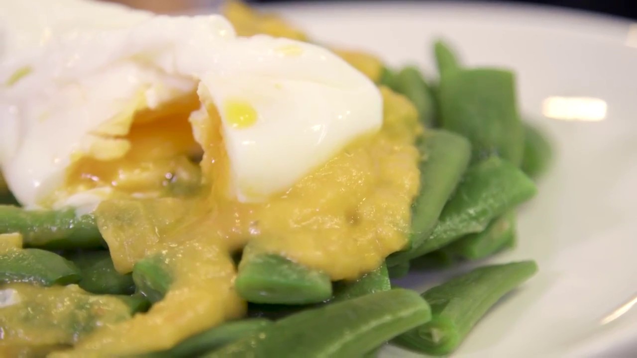 Mongetes tendres amb ou escumat