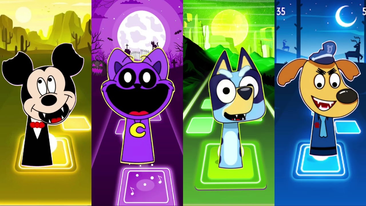 📹 Sprunki OC - Mickey Mouse 🆚 CatNap 🆚 Bluey 🆚 Sheriff Labrador - Tiles Hop 🎉