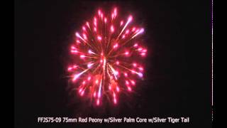 Frontier Fireworks 75mm Red Peony Silver Palm Core wTl