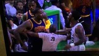 Perkins Crowder fight Cavs vs Celtics