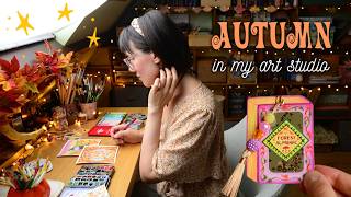 Whimsical Autumn in my art studio: decorating, painting with watercolor and making autumn stationery