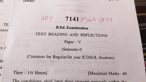 HPU BEd 1st Semester || Previous Year Question Papers || Text Reading And Reflections || 2022,21