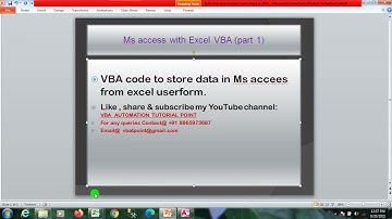 VBA code to  store data from Excel userform to Ms Access Database use connection  (Part 1)