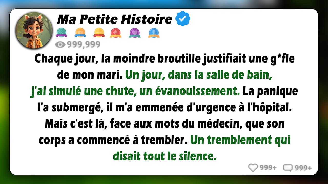 J'ai simulé une glissade dans le bain et j'ai fait semblant de m'évanouir. Mon mari m'a emmenée à...