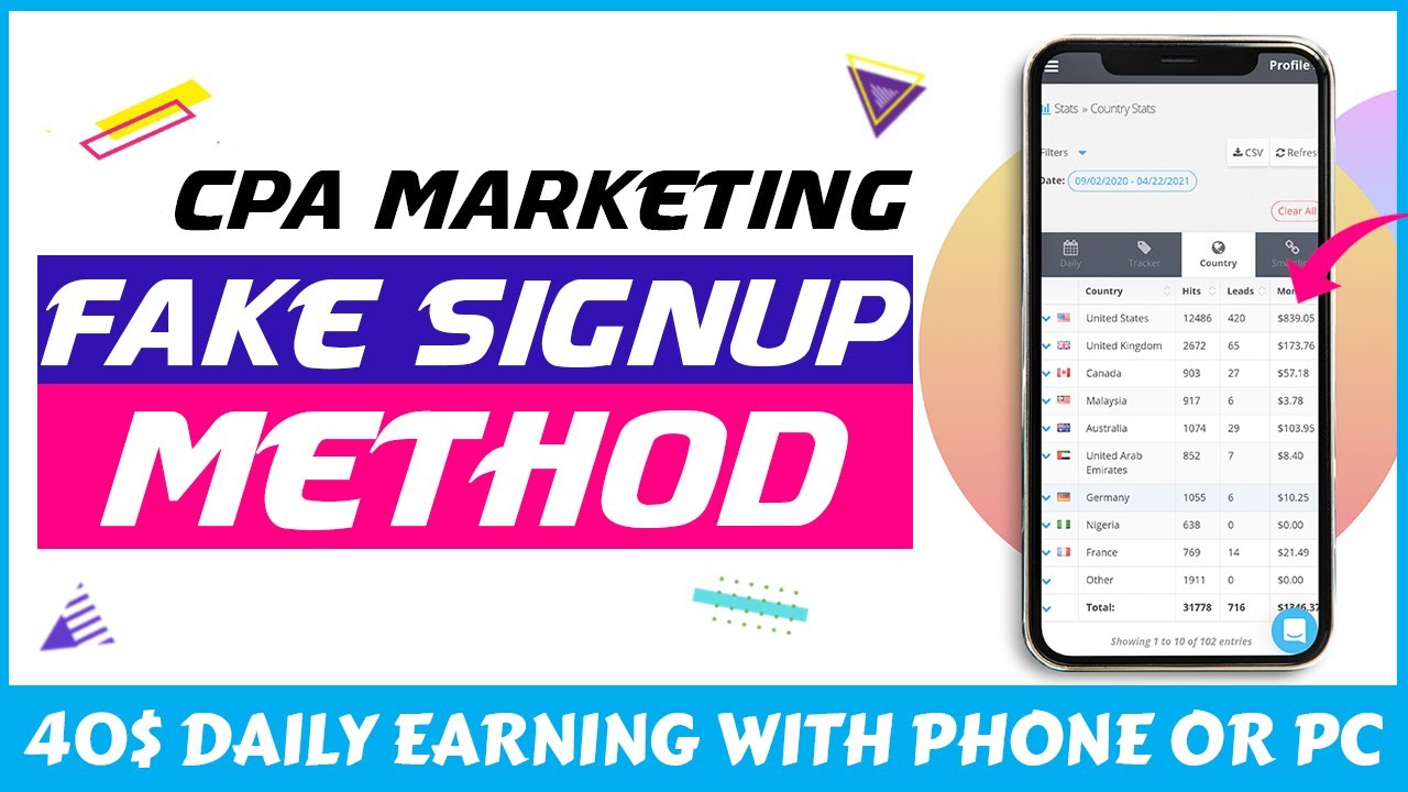 🔥CPA Marketing Fake Signup Method🔥Earn 40$ A Day By CPA Marketing Without Any Traffic Source