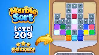 Marble Sort! - Color Puzzle Level 209 Walkthrough 🧩 | Solution & Gameplay (VooDoo) 🔴