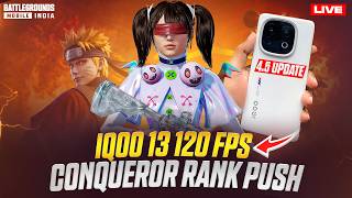 IQOO 13 120 FPS BGMI TEST 🔥 FPS METER LIVE | CONQUEROR PUSH GAMEPLAY #iqoo13 #bgmi #120fps