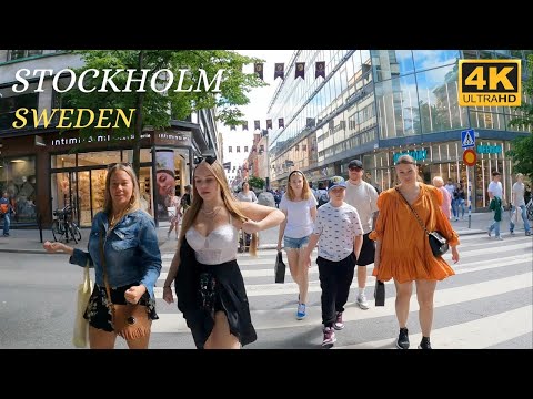 Stockholm - Sweden In 4K - SUMMER - Walking Tour - Drottningatan - Old Town