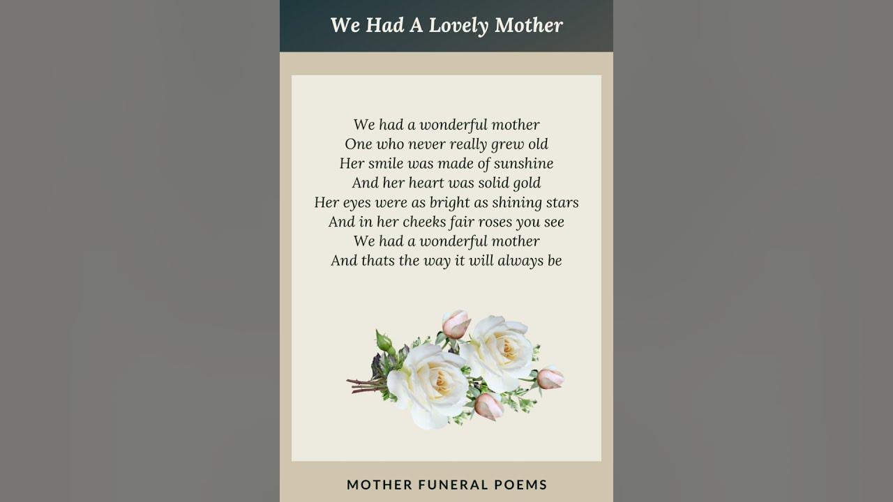 Top Funeral Poems For Mothers