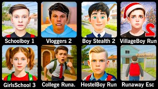 Schoolboy Runaway Zombie Mod, Boy Stealth Escape, Schoolboy Vill: 2,Evil Neighbors 3,Nick's Escape 2