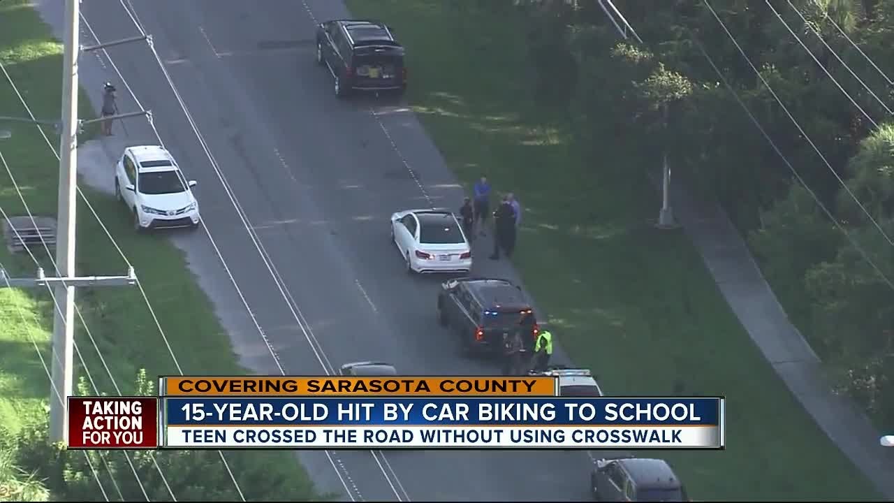 Teen hit by car while biking to school in Sarasota County - YouTube