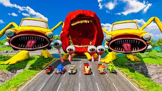 ALL MONSTERS Big & Small Cars with TRAIN EATER & CAR EATER & HUNGRY WORM EATER | BeamNG.Drive