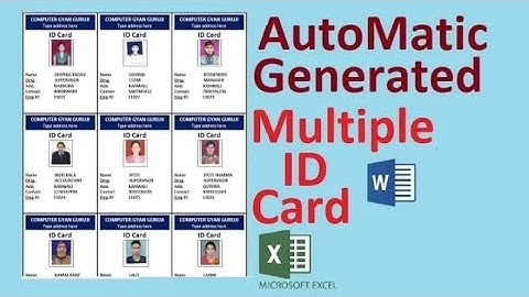Automatic ID card creation in Ms word using ms Excel help in Hindi || print on A4 page (CC)