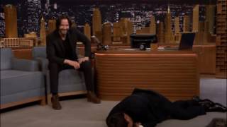 Keanu Reeves, Jimmy Fallon Play “Whisper Challenge” On “Tonight Show”