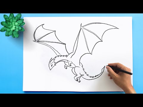 How to draw a Dragon  Flying Dragon Drawing lesson