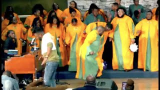 WHOLE COLLEGE CHOIR SHOUTS!!! There's POWER In HIS NAME  FAMU Gospel Choir Praise Break