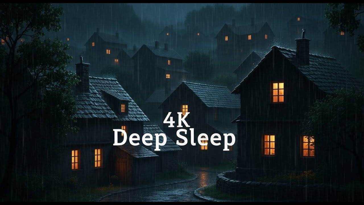 Peaceful Rainfall in a Quiet Village at Night | Soothing Thunder Sounds for Deep Sleep