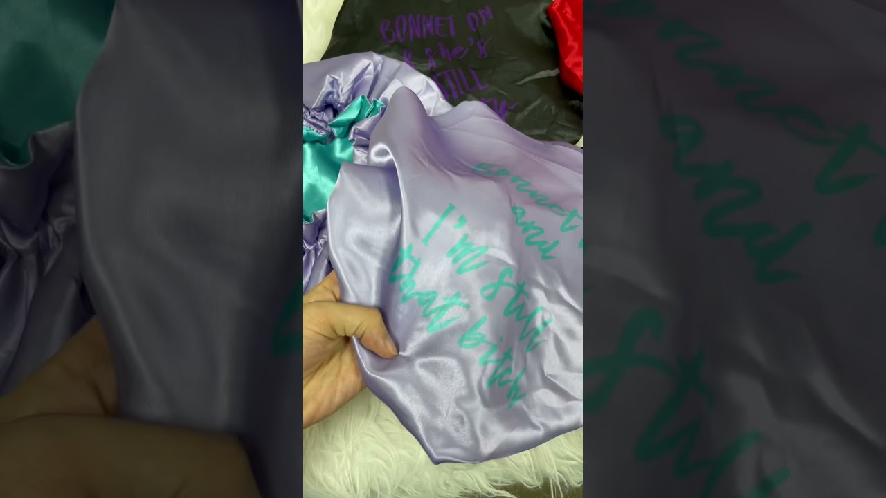 Satin silk hair bonnet with popular slogan printed | reversible silk hair Bonnets for women