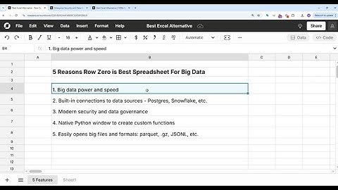 Best Excel Alternative for Big Data - Row Zero