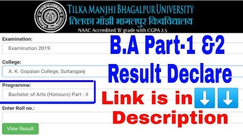 T.M.B.U B.A PART-1 & PART-2 Results Declared