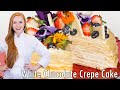 40-Layer White Chocolate Crepe Cake Recipe - topped with edible flowers!!