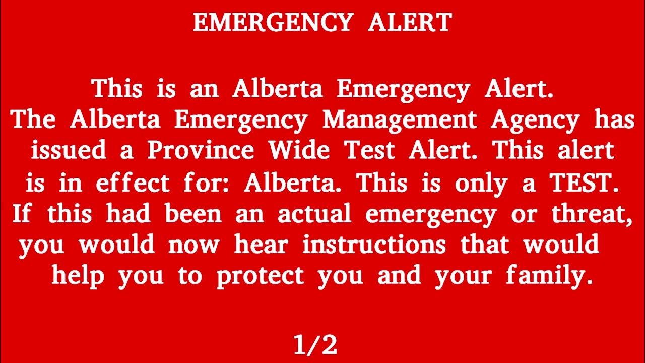 Canada Alert Ready, Alberta Emergency Alert Province Wide Test Alert