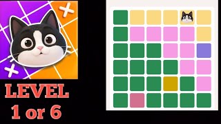 Meowdoku brain puzzle game level 1 or 6 gameplay 