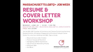 MA LGBTQ+ Job Week Webinar: Resume and Cover Letter Workshop