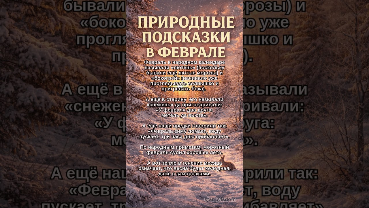 ФЕВРАЛЬ - ПРИРОДНЫЕ ПОДСКАЗКИ 
