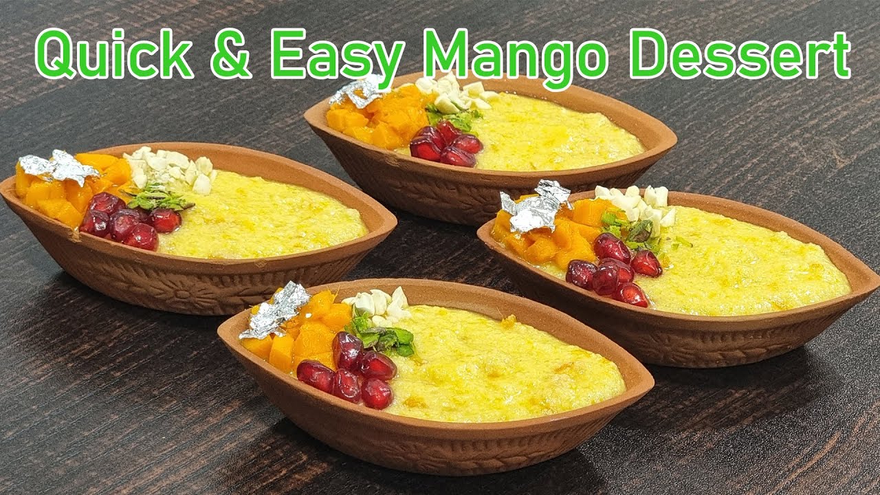 बिना कंडेंस्ड मिल्क, बिना क्रीम डिजर्ट बनाये mango pudding quick easy mango dessert for summer