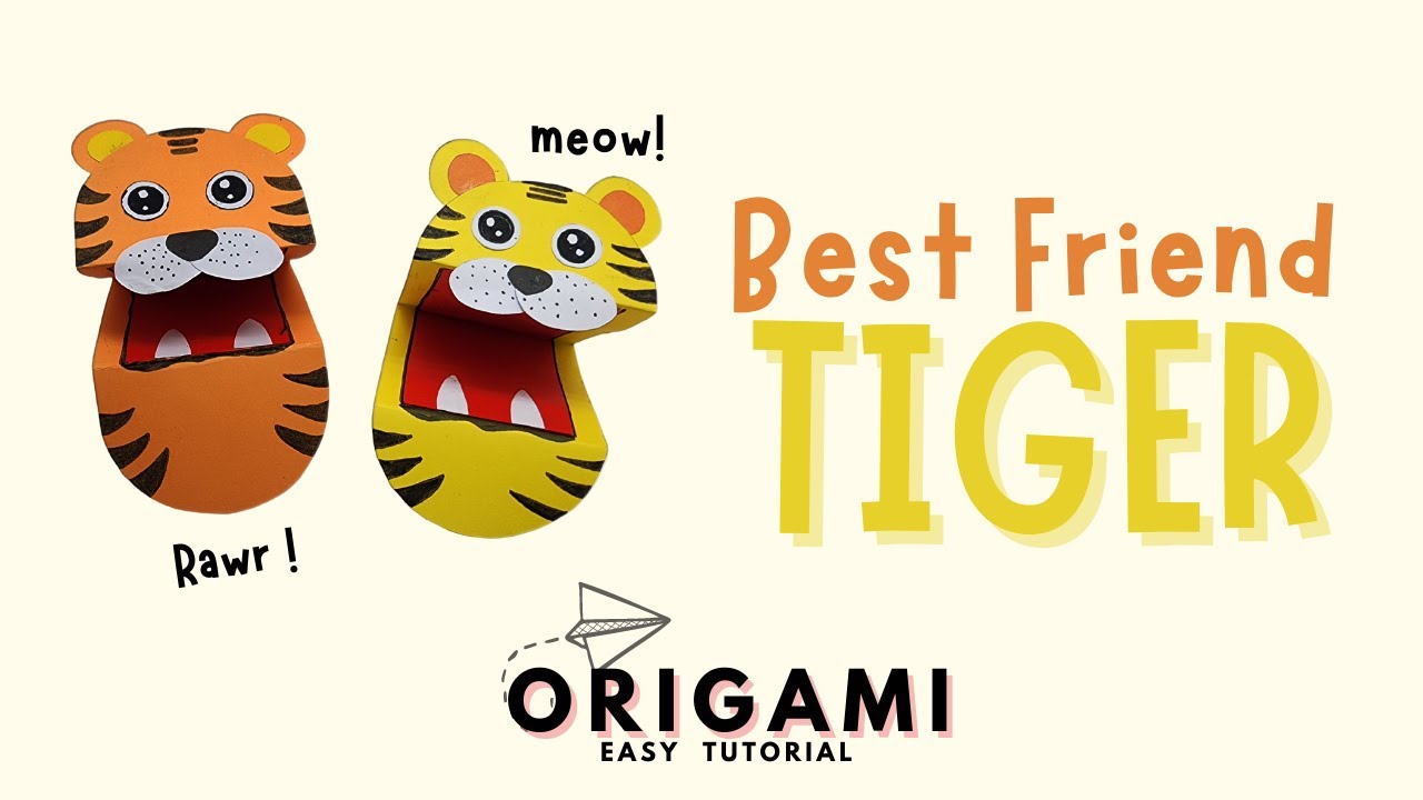 EASY CUTE TIGER PUPPET - ART AND CRAFT WITH PAPER