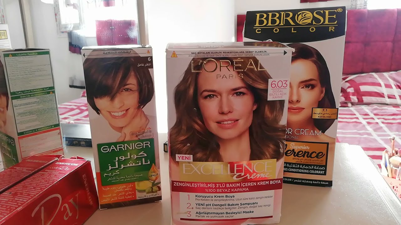 الفرق بين الصبغات Garnier /  loriat /بيبي روز BBROSE / كولوراي COLORAY/ لوريال L'ORÉAL EXELLENCE