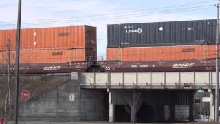 CSX Intermodal Train Roars By on Raised Tracks